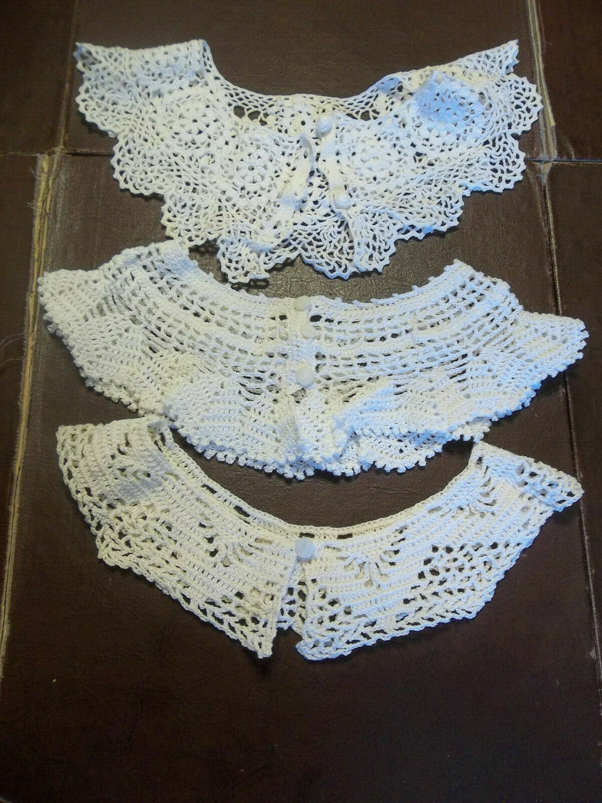 3 Vintage Hand Crocheted Collars