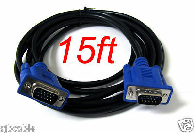 15ft 15pin Vga Svga Blue Adapter Monitor M/m Male To Male Cable Cord For Pc Tv