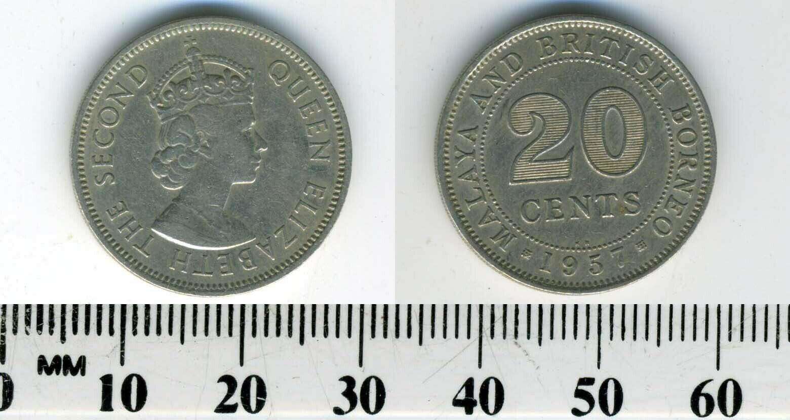 Malaya And British Borneo 1957 Kn -20 Cents Copper-nickel Coin - Elizabeth Ii