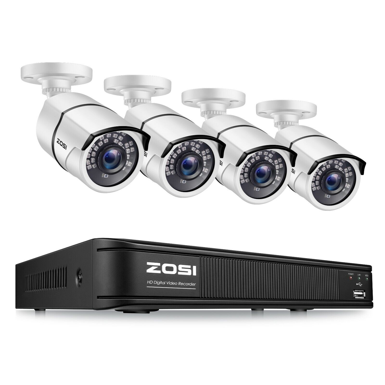 Zosi H.265+ Dvr Security System 1080p Hd Hdmi Night Video Outdoor Cctv Camera