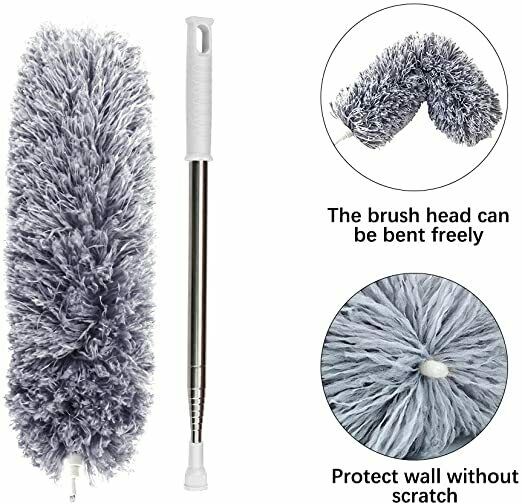 Feather  Extendable Cobweb Duster With 100 Inches Extra Long Pole,bendable Hea