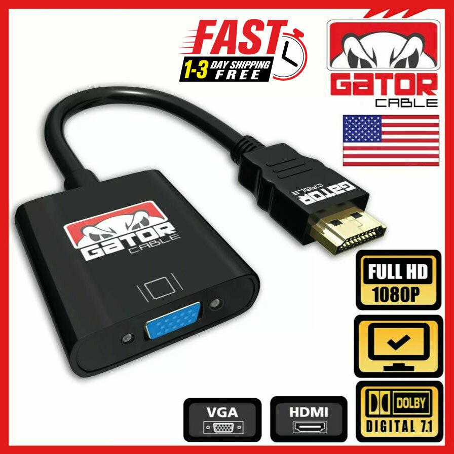 Hdmi To Vga Adapter Converter Cable For Hdtv Pc Desktop Monitor Video 1080p 60hz