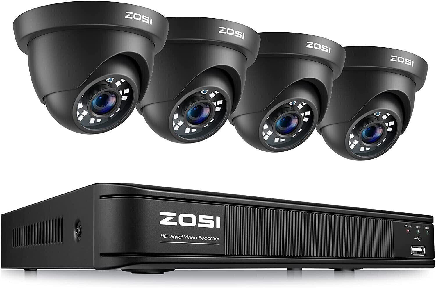 Zosi 8ch H.265+ Dvr Security System Outdoor 1080p Surveillance Cctv Dome Cameras