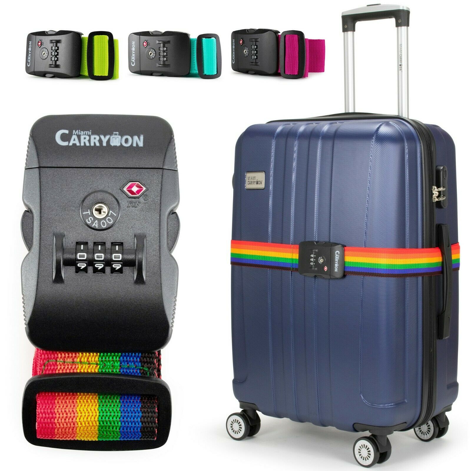 Miami Carryon Adjustable Luggage Strap With A Built-in Tsa Combination Lock