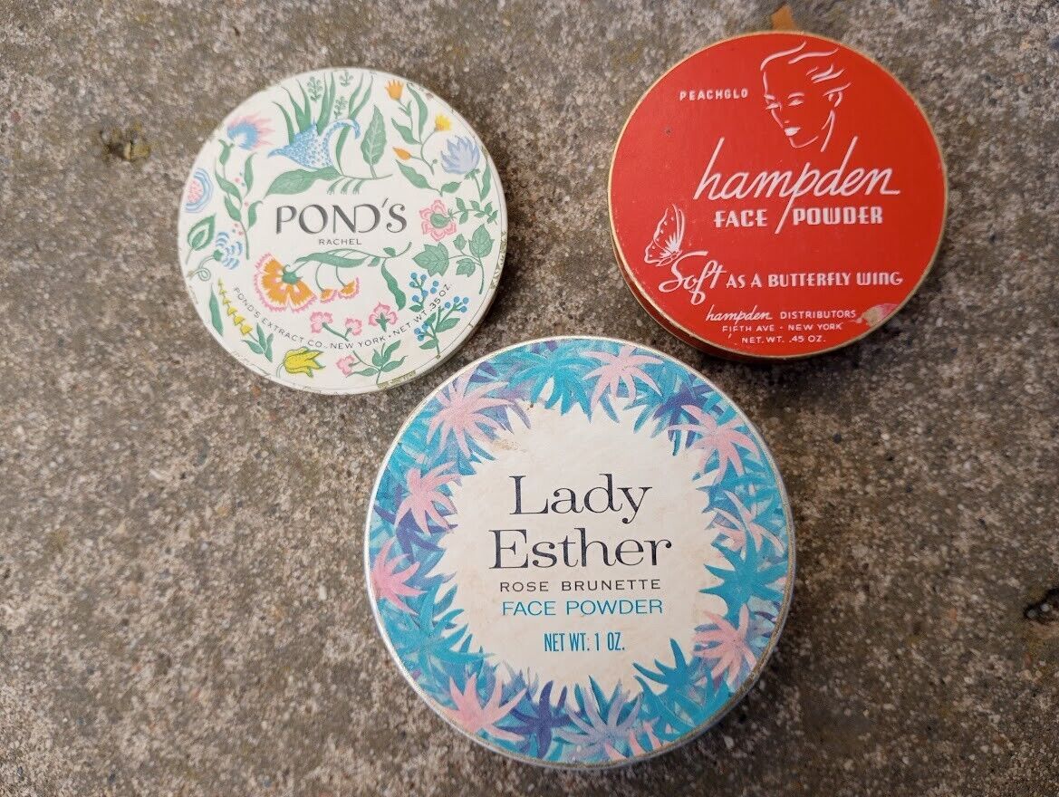 ---3 Vintage Face Powder Containers – Lady Esther + Pond’s + Hampden