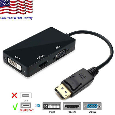 3 In 1 Displayport Dp Male To Hdmi/dvi/vga Female Adapter Converter Cable 1080p