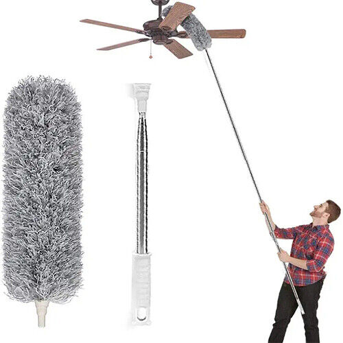 Microfiber Duster With Extension Pole(stainless Steel),extra Long,with Bendable