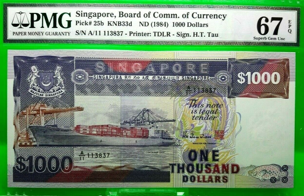 Singapore 1000 Dollars 1984 Board Of Comm. Of Currency Pick 25 B Gem 67 $12000