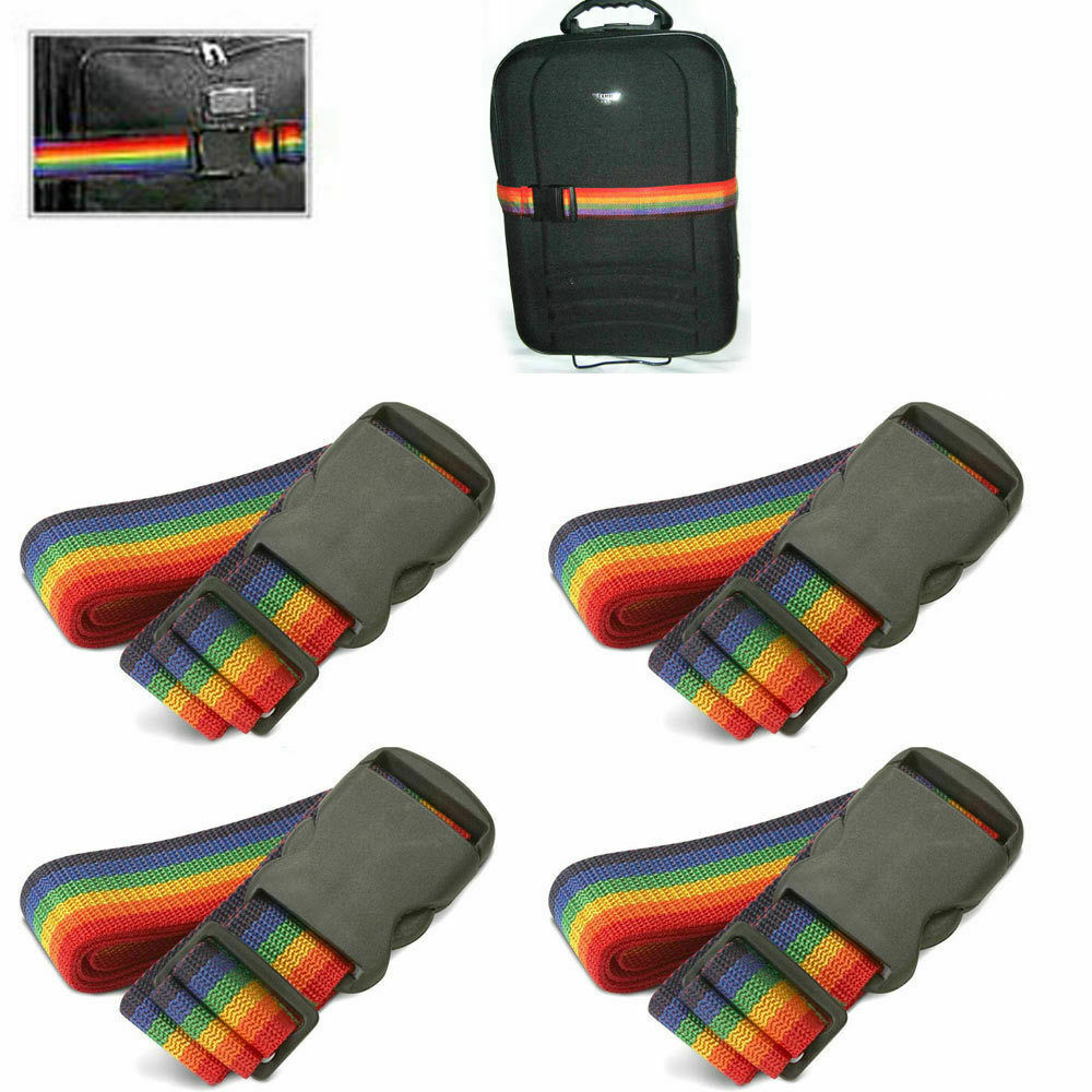 New 4 Travel Luggage Suitcase Strap Baggage Backpack Bag Rainbow Color Belt !