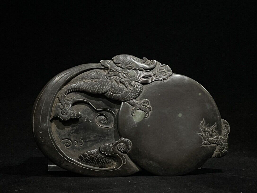 7.4'' Chinese Stone Inkstone Natural Duanshi Inkstone Animal Dragon Inkstone
