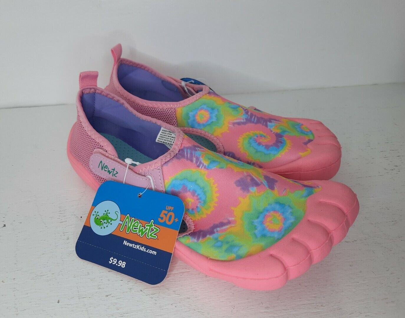 Newtz Girl's Water Shoes Pink Tie Dyed Size 6 New With Tags