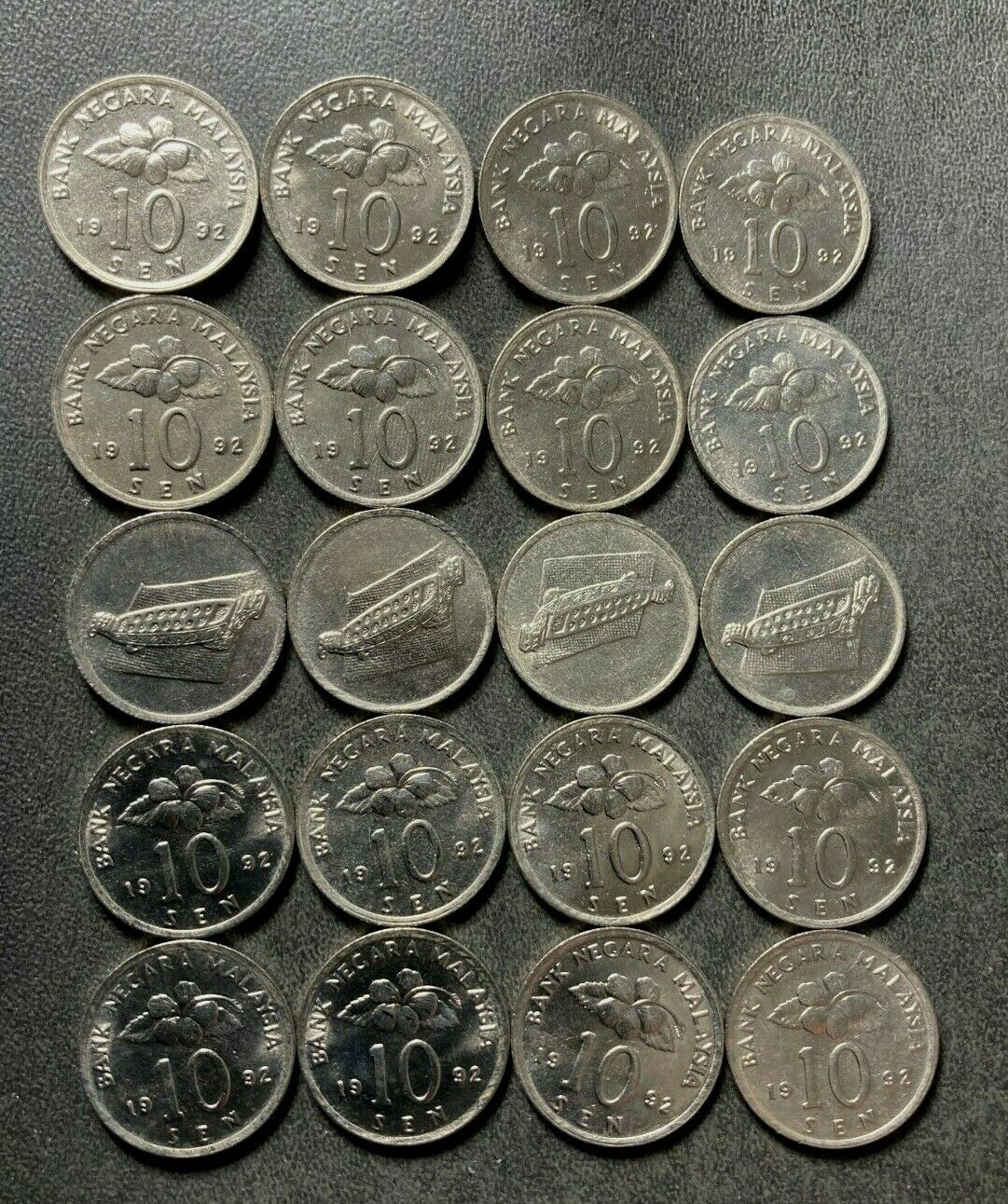 Old Malaysia Coin Lot - 10 Sen - 20 Bu/unc Dealer Lot Coins - Lot #a25