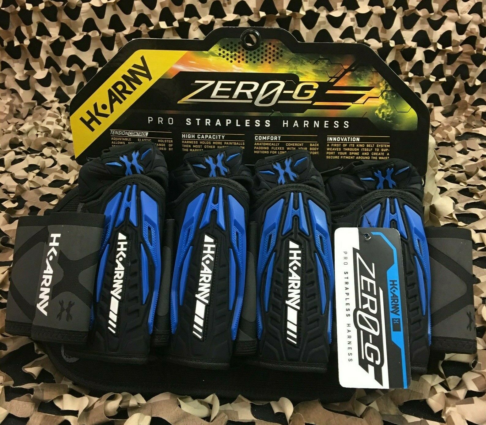 New Hk Army Zero-g 2.0 4+3+4 Paintball Harness - Black/blue