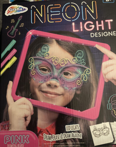 Granfix Kids Neon Light Designer. Pink Drawing Board Draw, Erase & Draw Again 6+