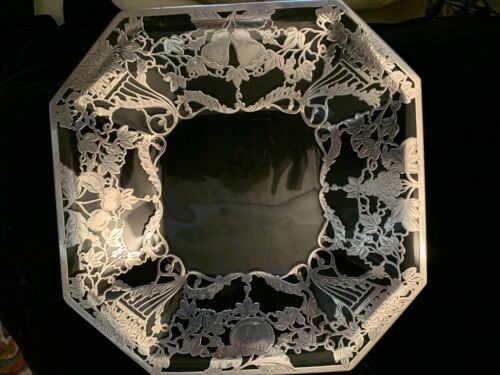 Antique Sterling Silver Glass Dish W Intricate Designs Must See!