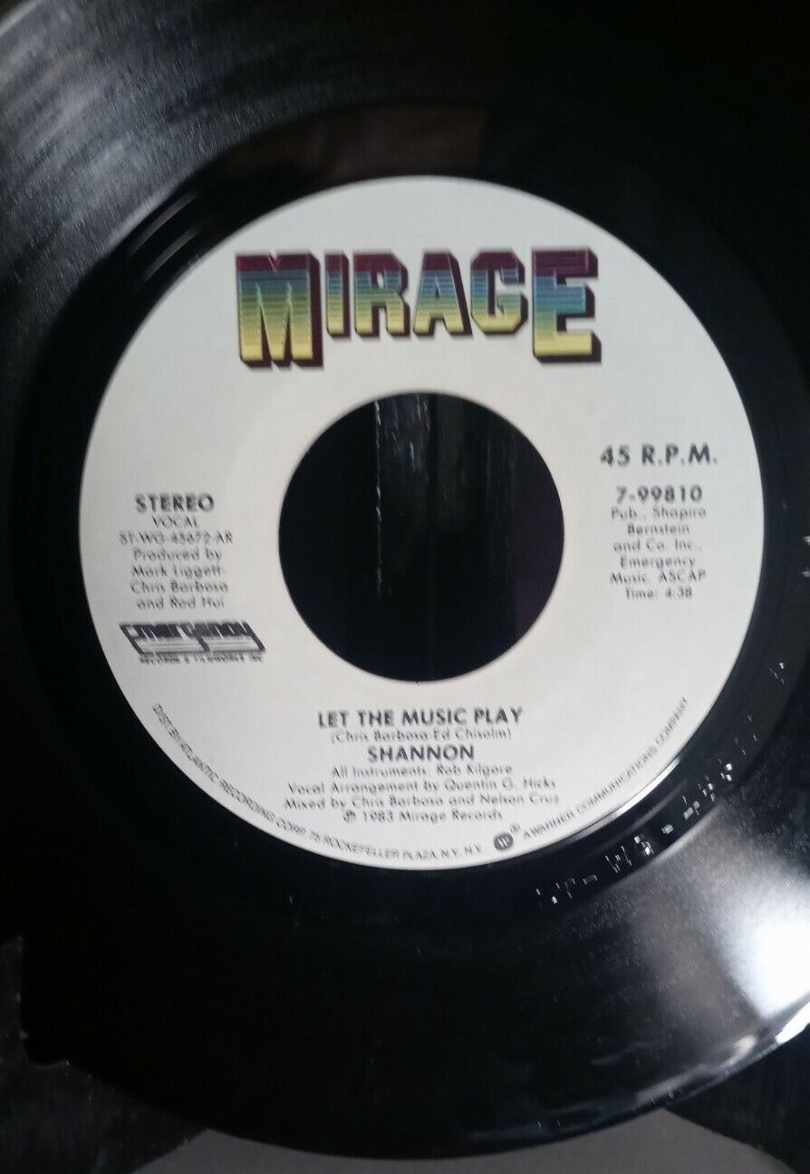 Shannon 45 Let The Music Play Mirage Mint Condition