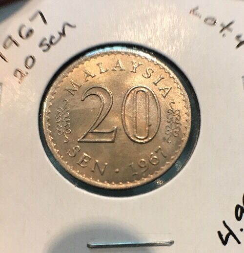 Unc. Malaysia 20 Sen 1967 Coin Lot. 4