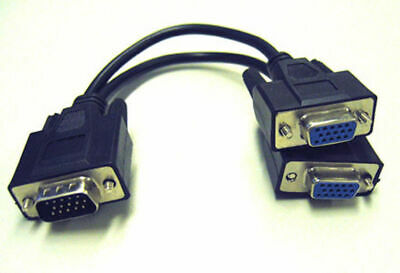 1 Pc To 2 Vga Svga Monitor Y Splitter Cable Lead 15 Pin Full Hd 1080p & 1080i