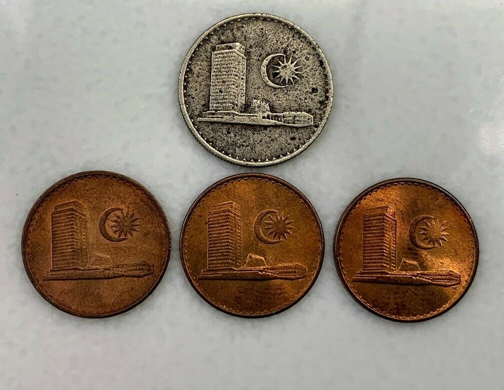 4 Malaysia Sen Coins 1967-1971, Ten Sen Coin Km# 3 / One Sen Coin Km# 1 Bronze