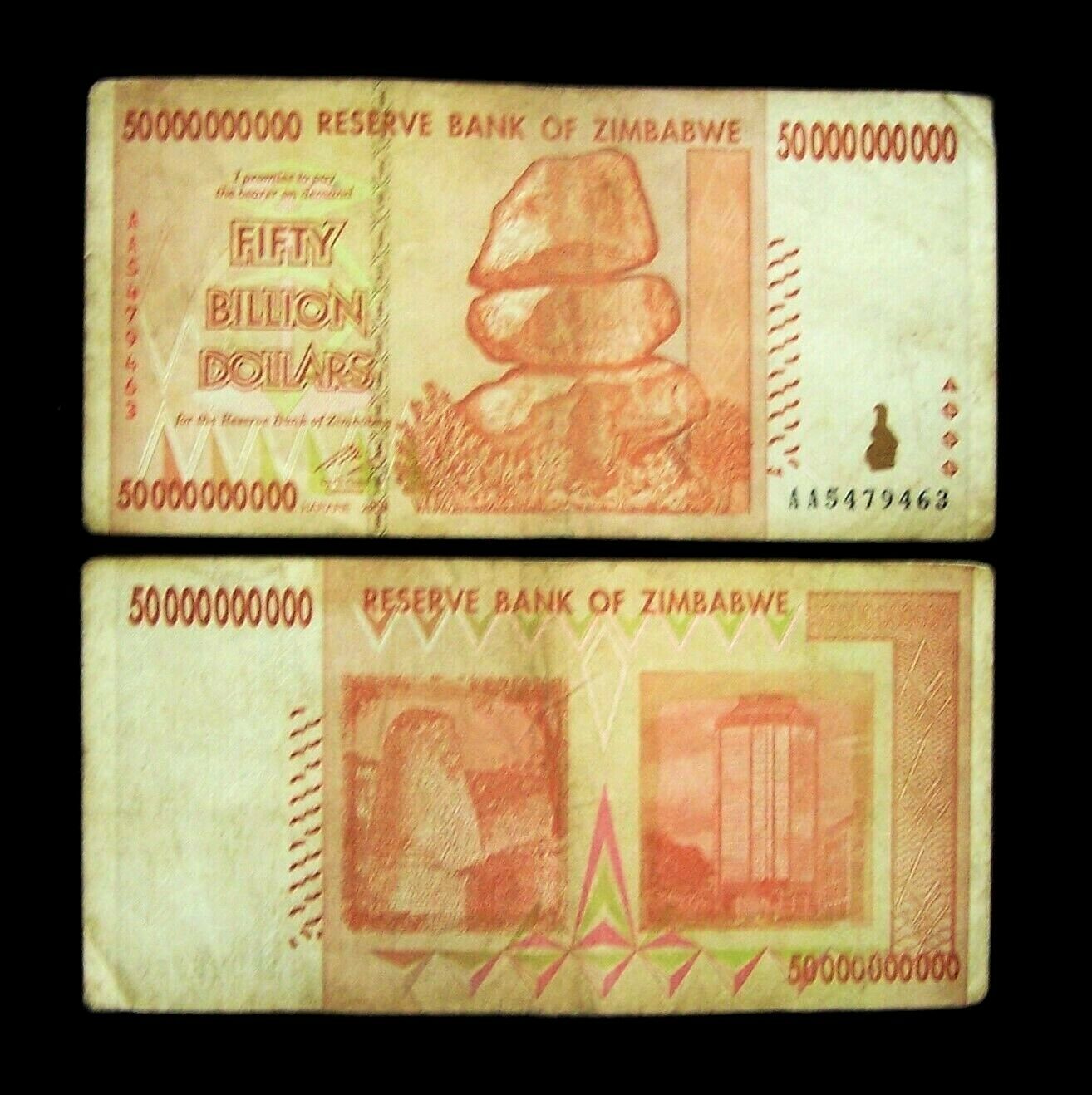 1 X Zimbabwe 50 Billion Dollar Banknote -paper Money Currency