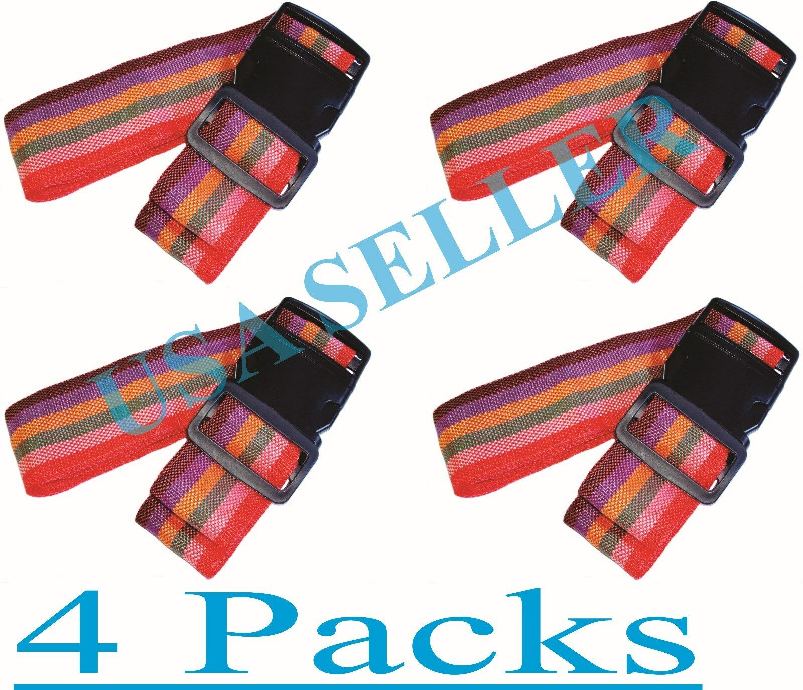 Travel Luggage Suitcase Strap 4 Pcs.rainbow Color Belt Baggage Backpack Bag New