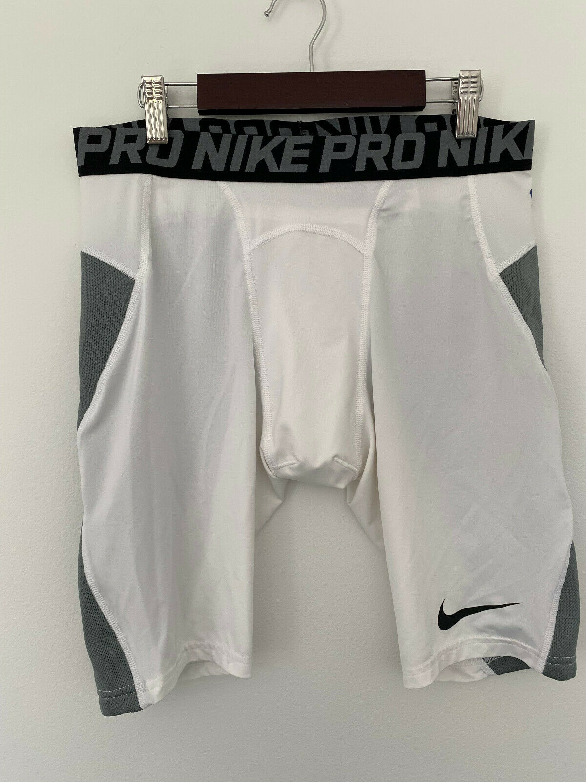 Nike Pro Hyperstrong Compression Baseball Slider Shorts Gray White Mens Sz Large