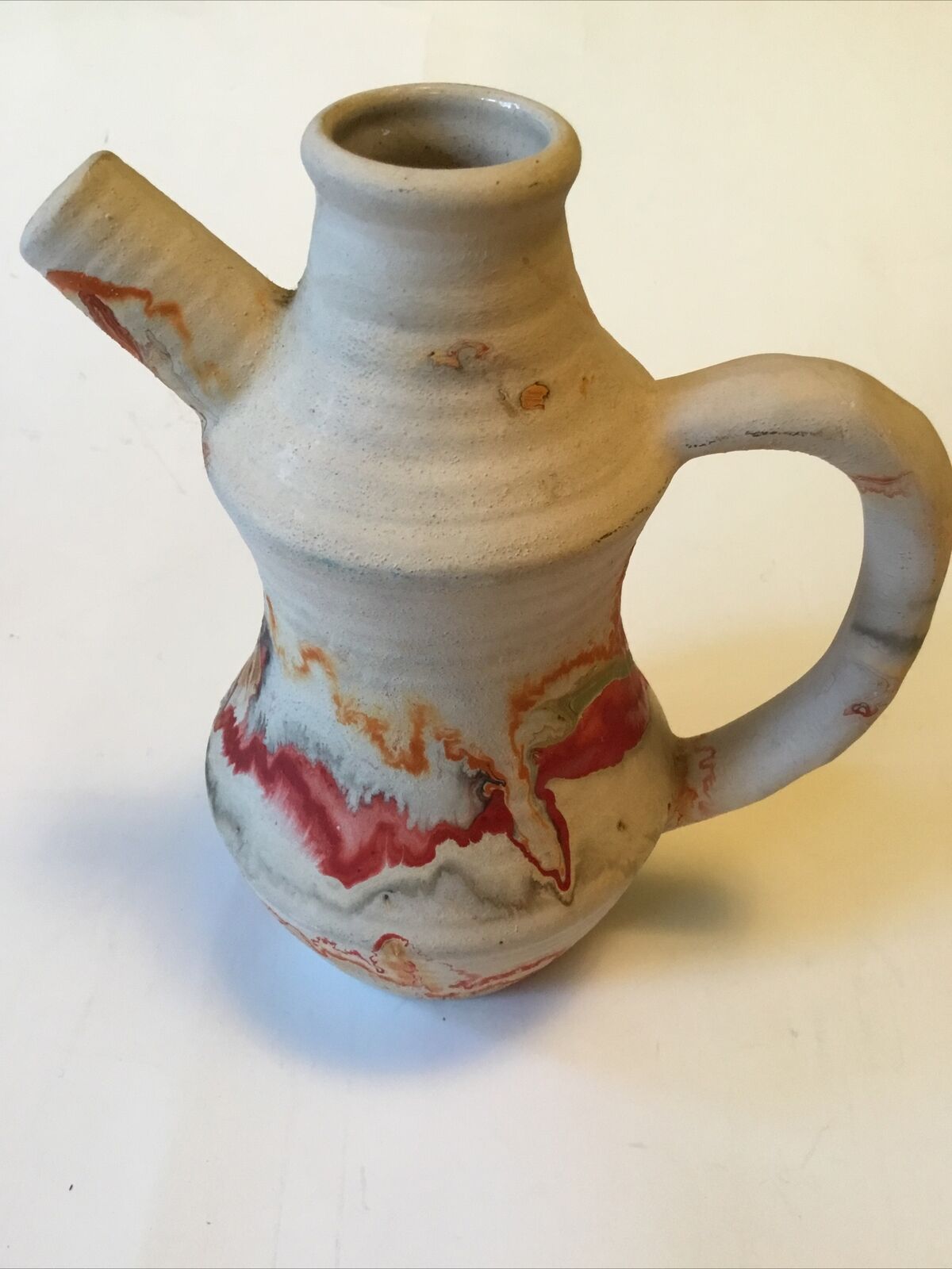 Nemadji Native Clay Pottery Pitcher, Beautiful, 7.5” Tall. Signed.