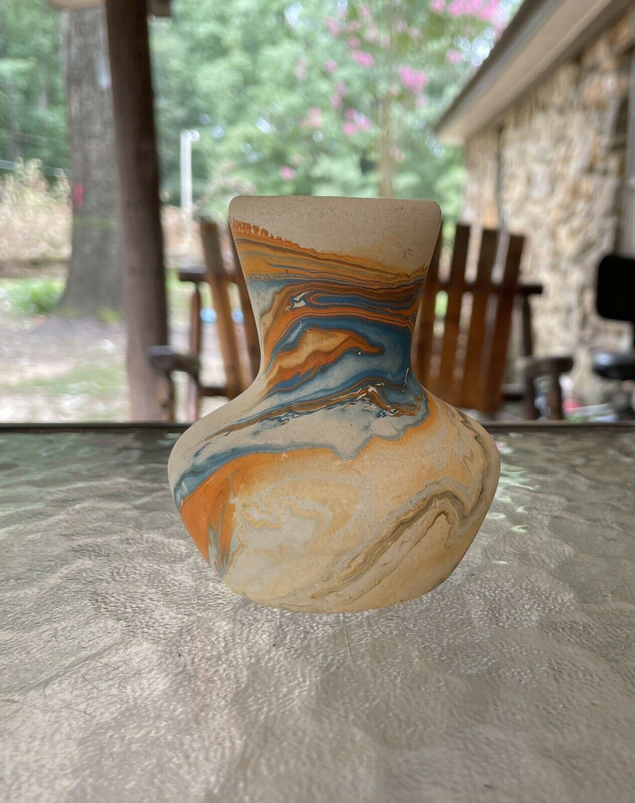 Vintage Nemadji Usa Handmade Native American Marbled 4" Vase