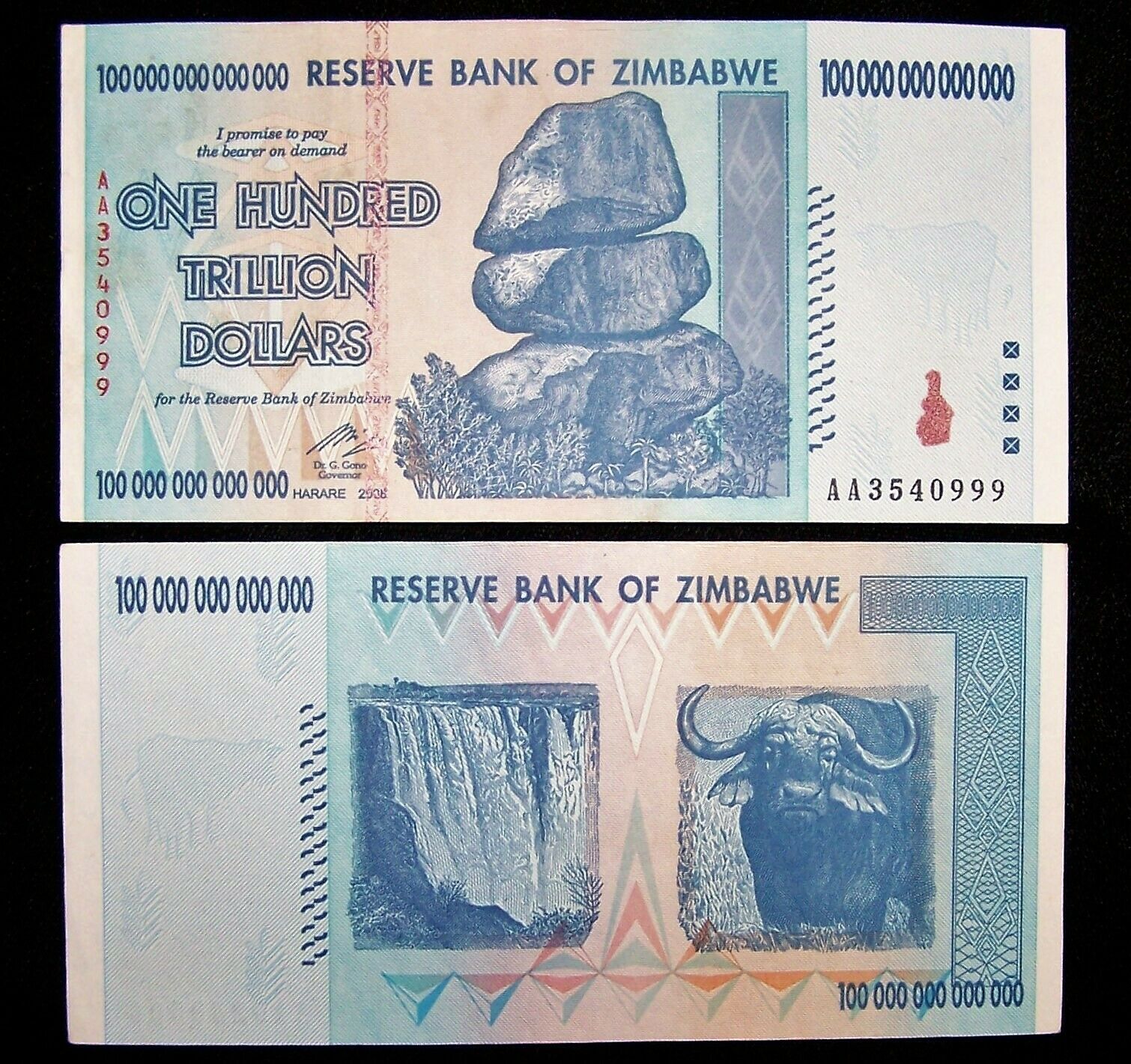 1 X Zimbabwe 100 Trillion Dollar Banknote-2008/aa /authentic/ Uncirculated