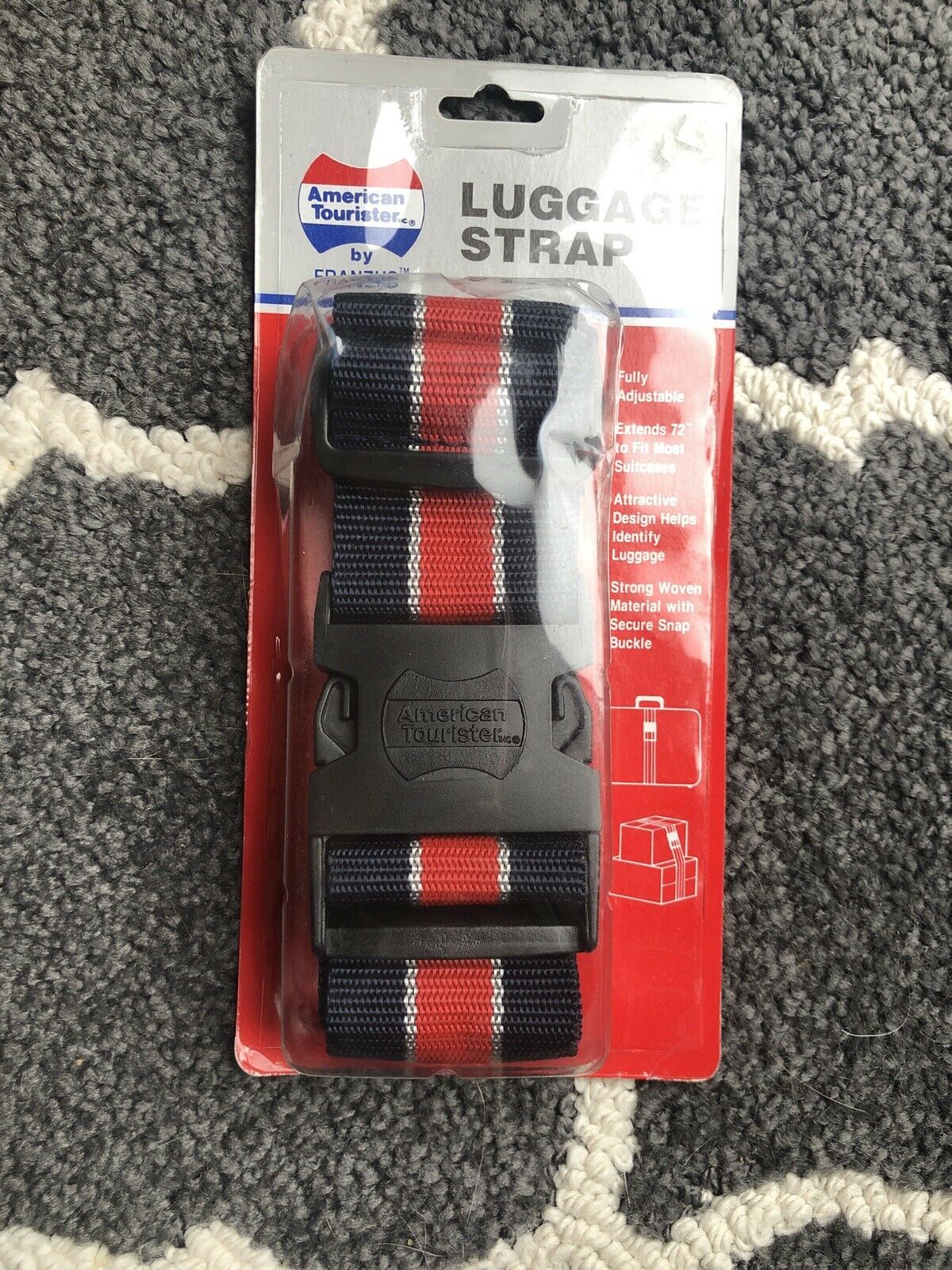 American Tourister  Red/white/blue Luggage Strap Travel Accessory New !