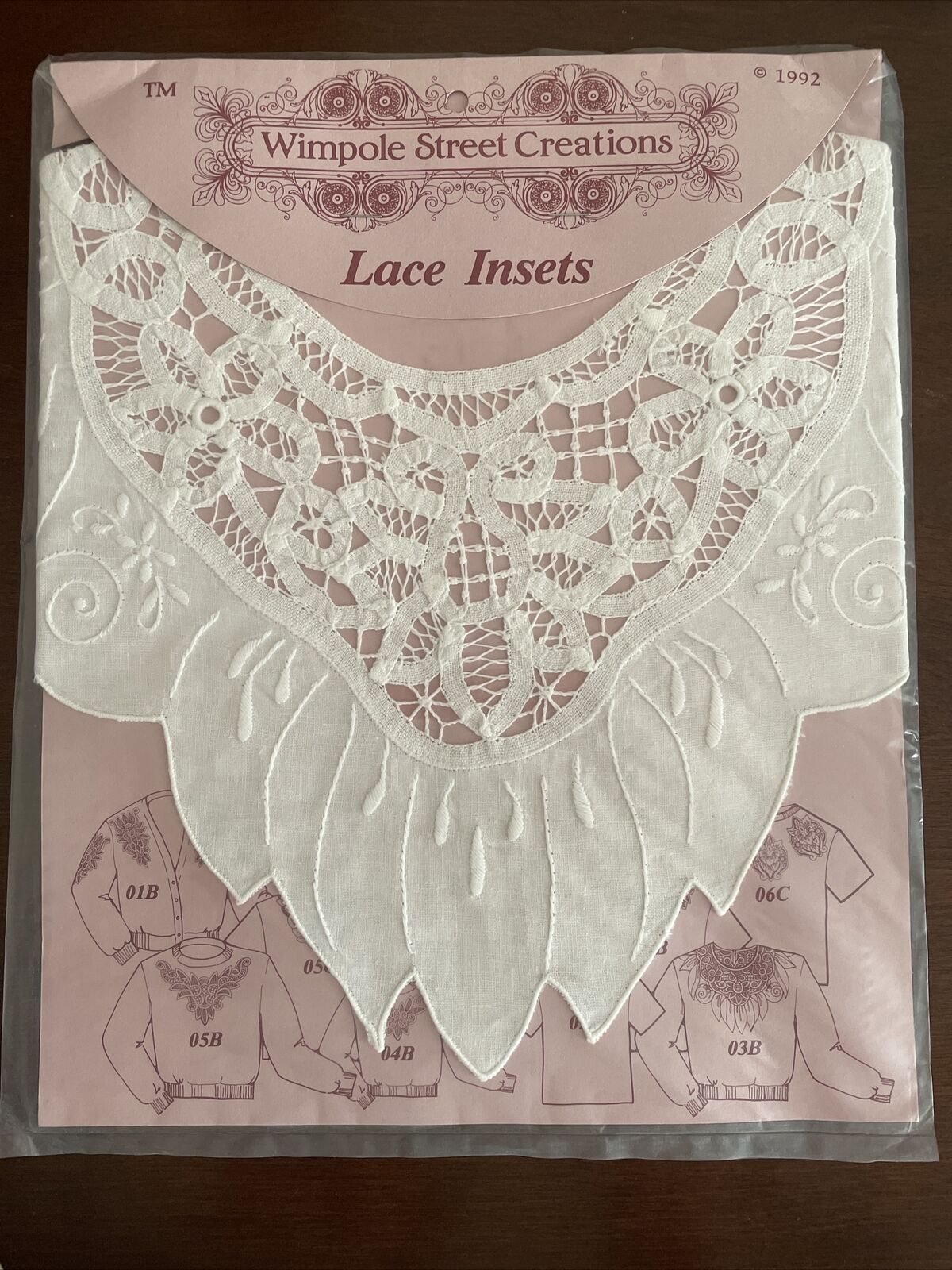 Vtg Ecru Lace Insets Neck Insert Collar Wimpole Street Creations New Cotton 03b