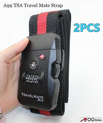 2pcs A99 Tsa Travel Luggage Digital Dial Combination Safe Suitcase Lock Strap