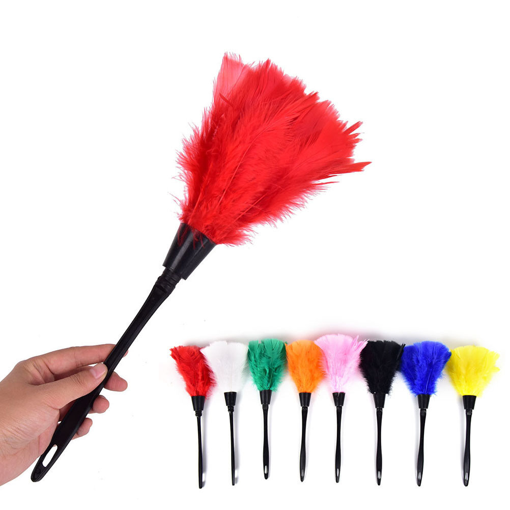 Home Office Keyboard Clean Anti Static Turkey Feather Duster Cleaner Brush B~uo
