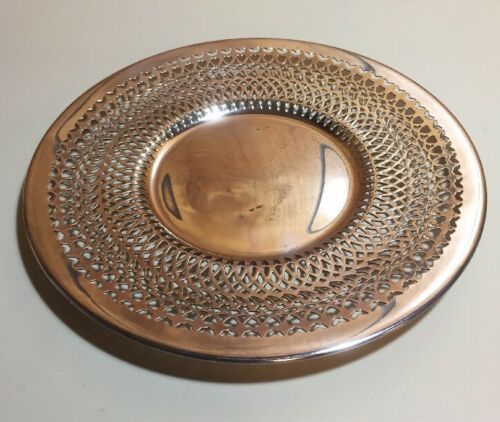 Antique Benedict Reticulated 668 Round Silverplate Serving Plate 10”