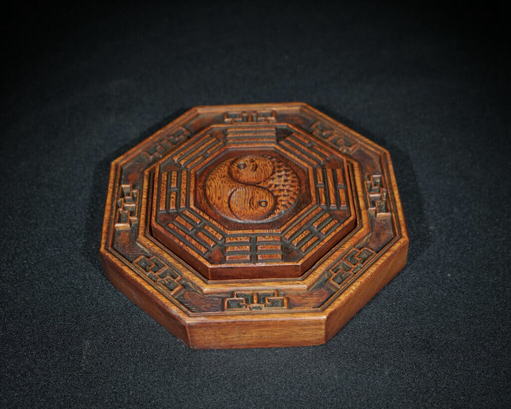 Chinese Natural Rosewood Handcarved Exquisite Eight Diagrams Inkstone 20943