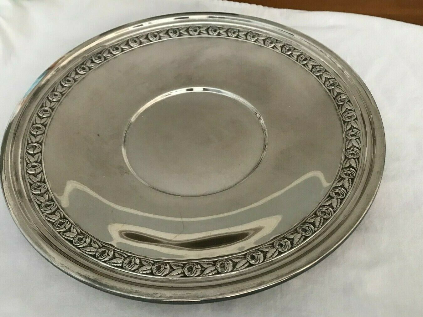 Vintage Reed And Barton Silverplate 10 1/2 Inch Plate/ Server Classic Rose #1204