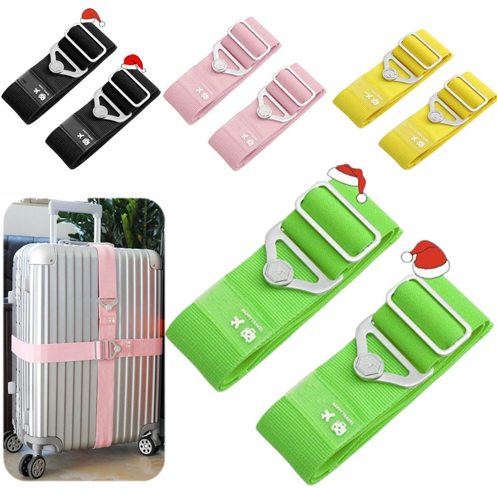 2pcs Adjustable Elastic Travel Luggage Straps Safety Fixed Suitcase Packing Belt