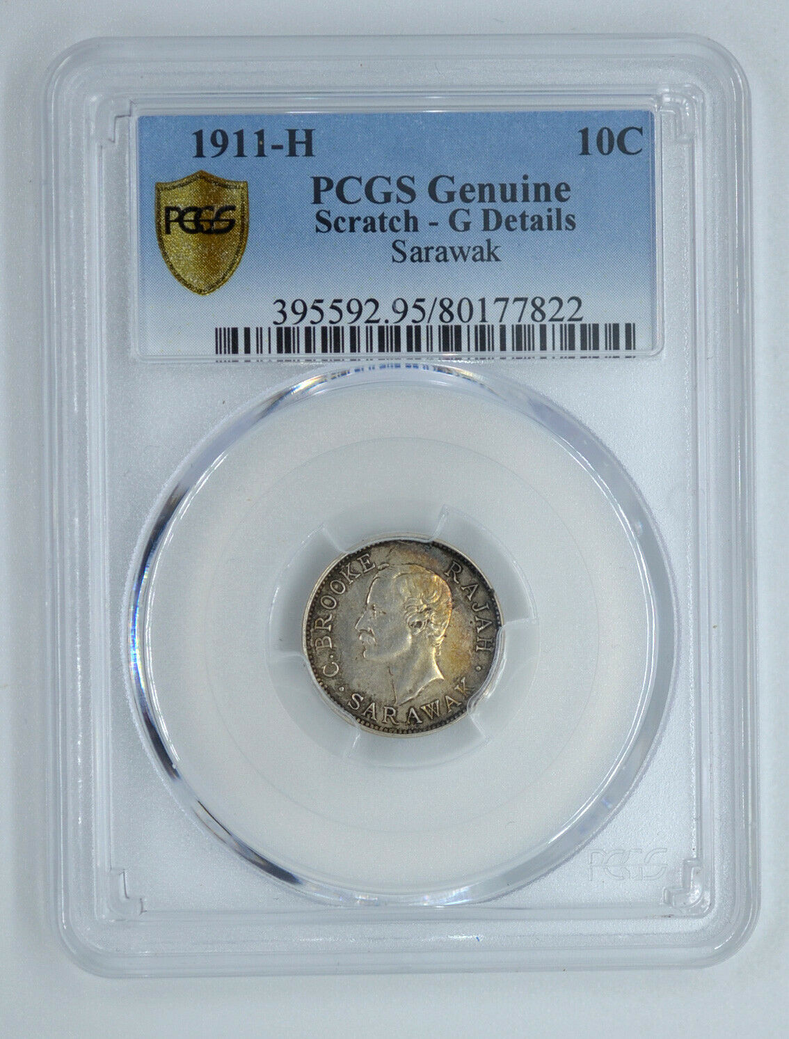 Pcgs 1911 Sarawak Silver 10 Cents Rare!