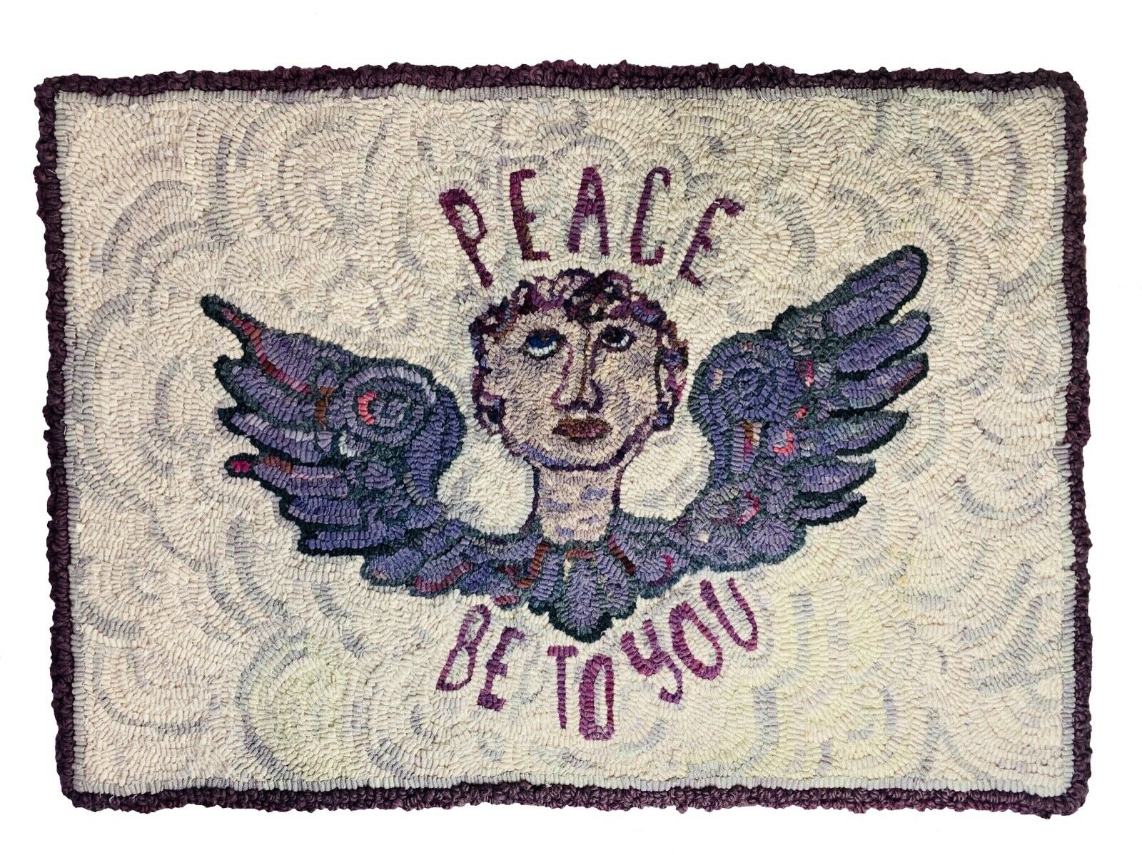 Contemporary American Hooked Rug—peace Be To You—ellen Banker Original Design