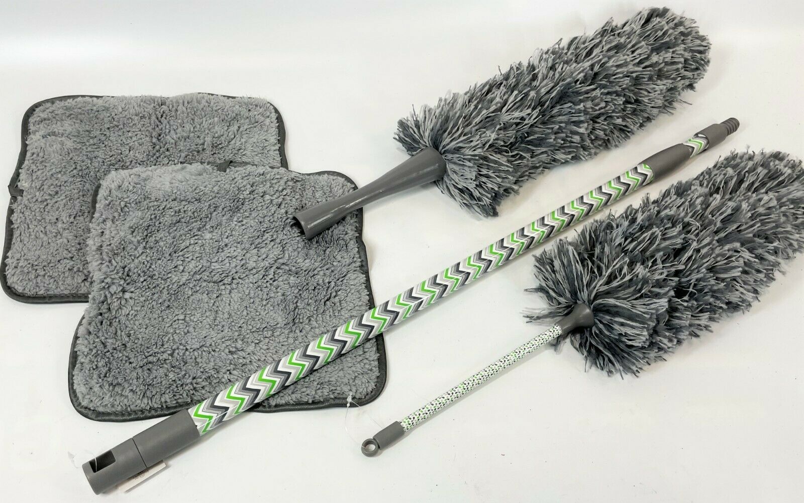 New 5 Piece Campanelli Qvc Green Gray Telescopic Pole Duster Dust Cleaning Kit
