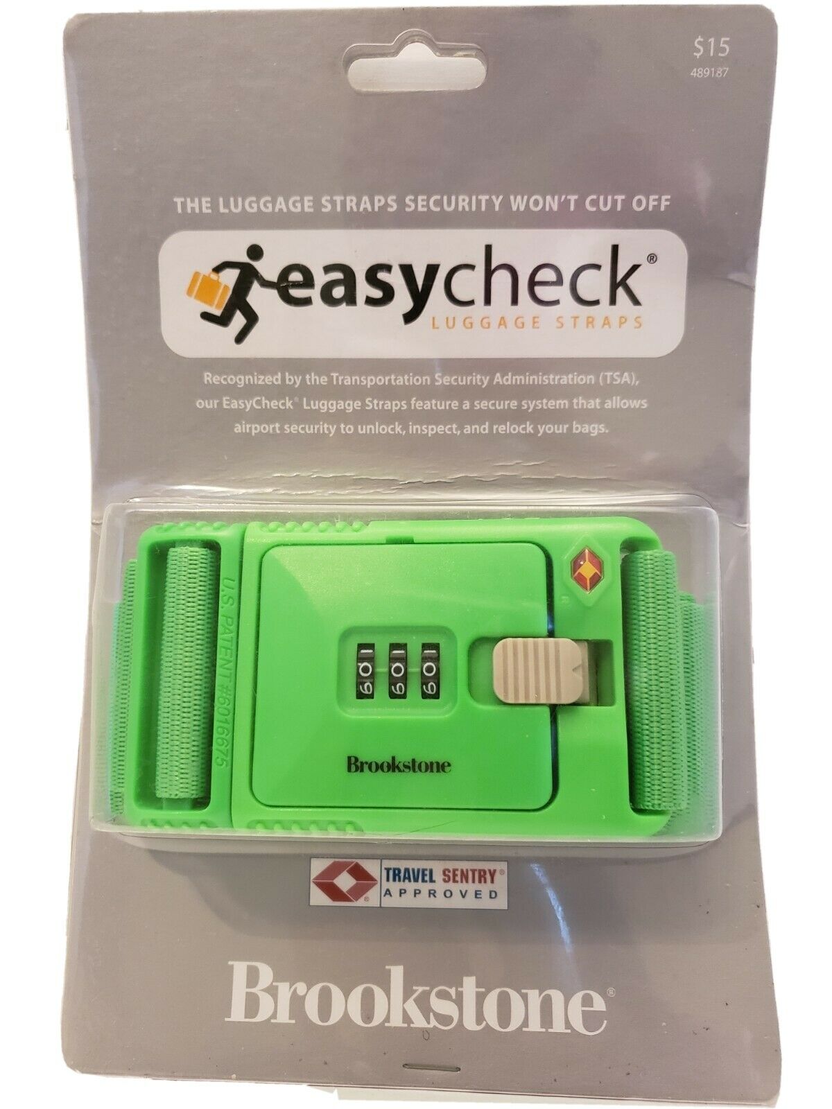 Brookstone Easycheck Luggage Straps Lime Green Travel Sentry Approved