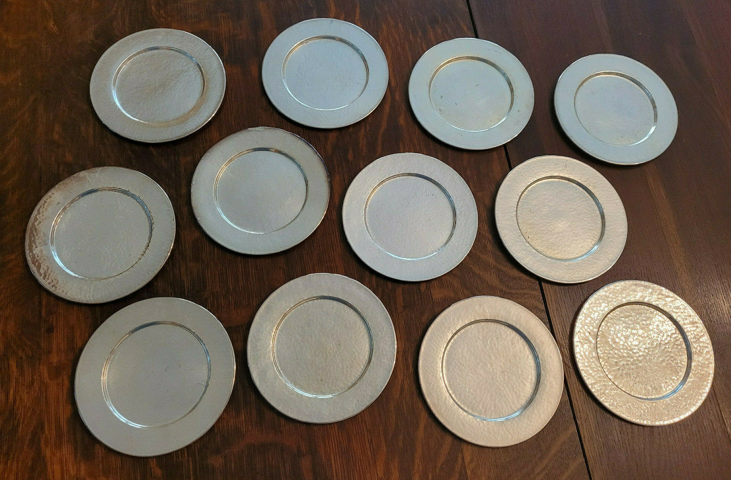 Lot Of 12 Matching Silverplate 6" Plates Dessert Plates Derby S P Hand Hammered