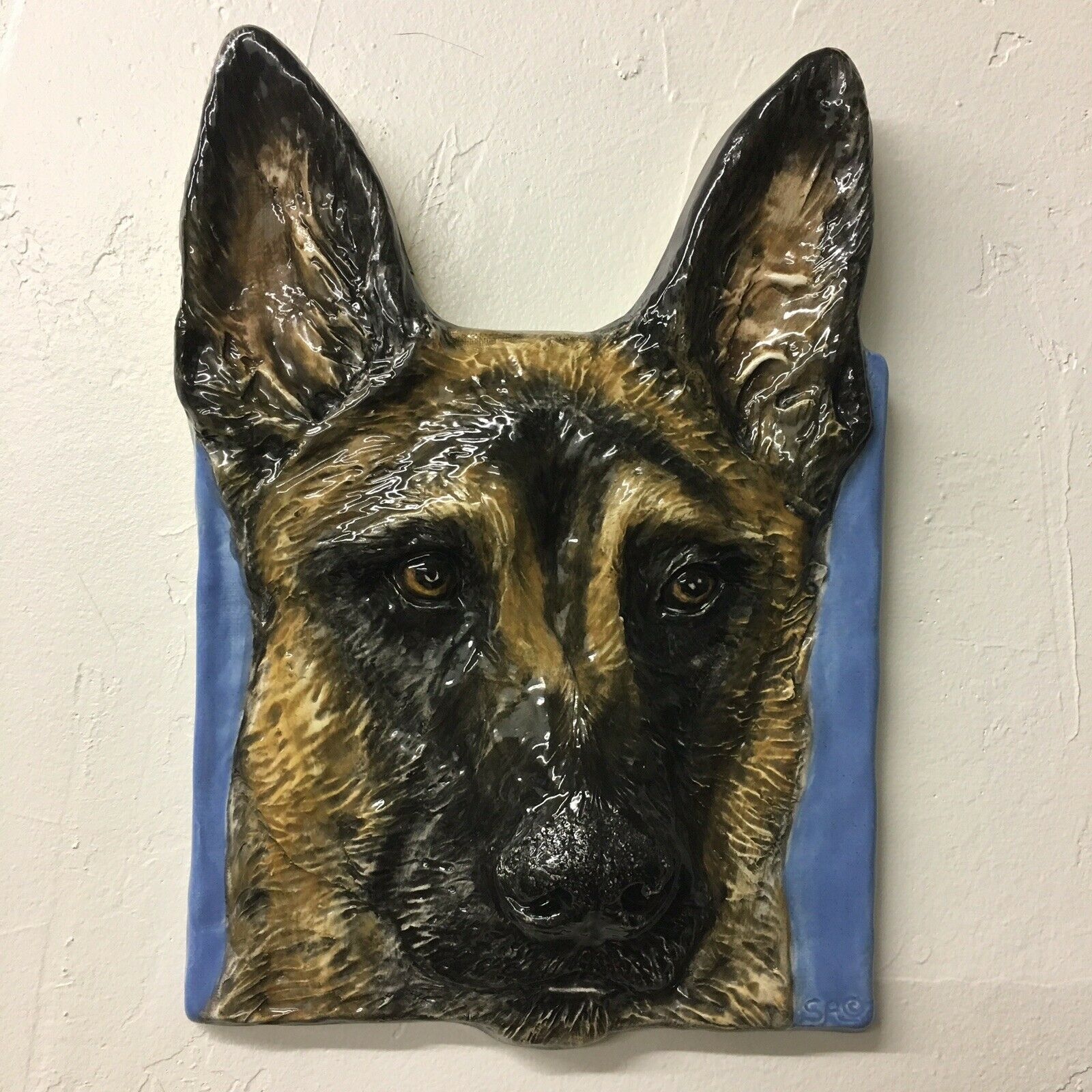Belgian Malinois Dog Tile Handmade 3d Pet Portrait Ceramic Sondra Alexander Art
