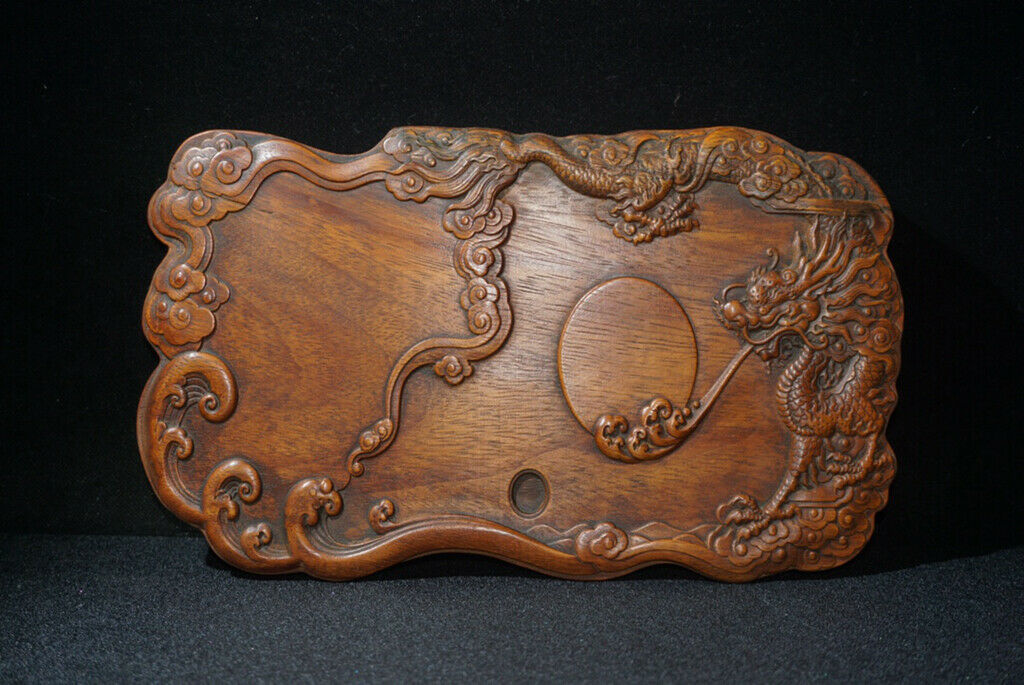 Chinese Natural Rosewood Handcarved Exquisite Inkstone 52173