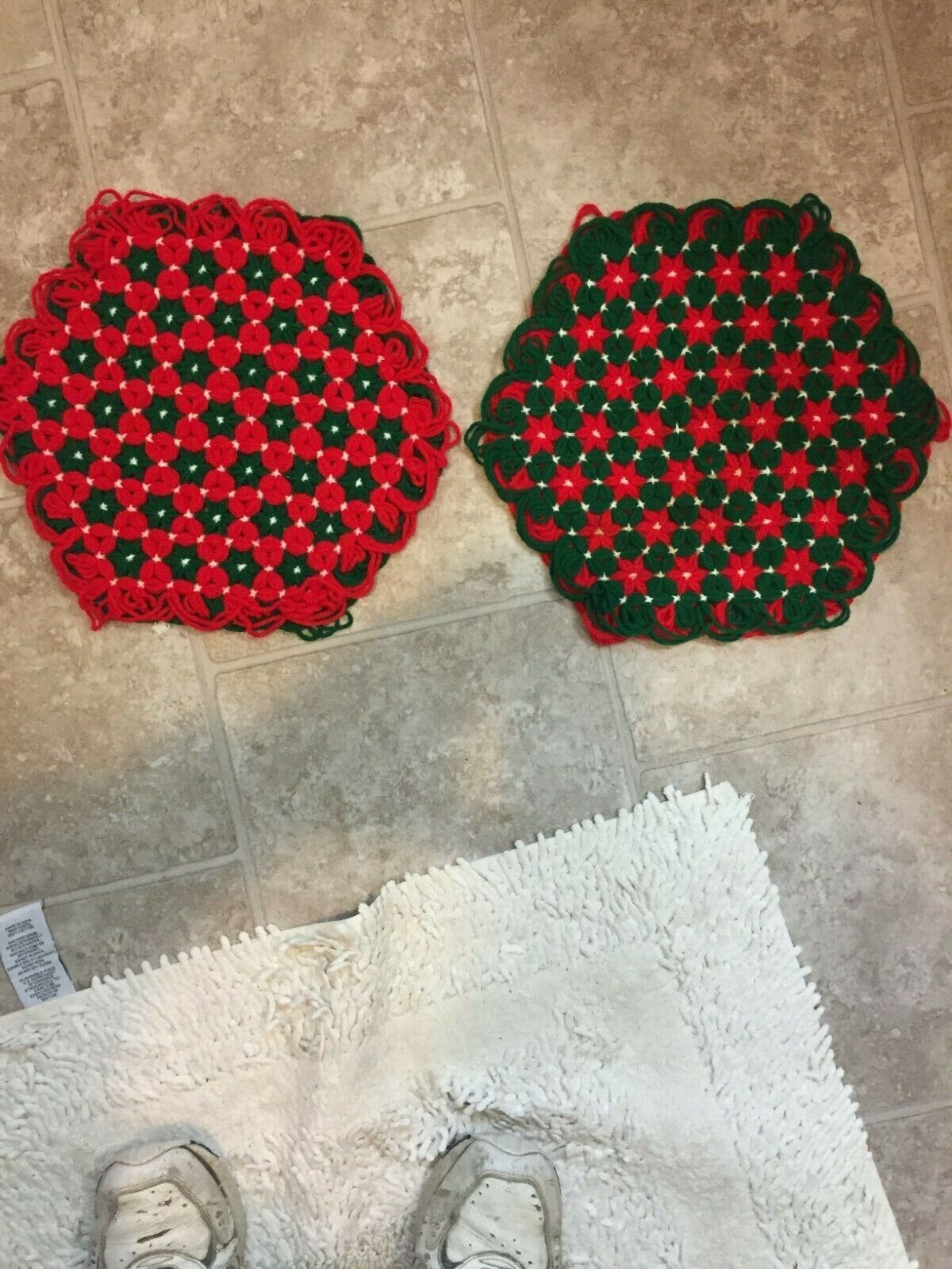 2 Christmas Yarn Tied Table- End Table Center Pieces
