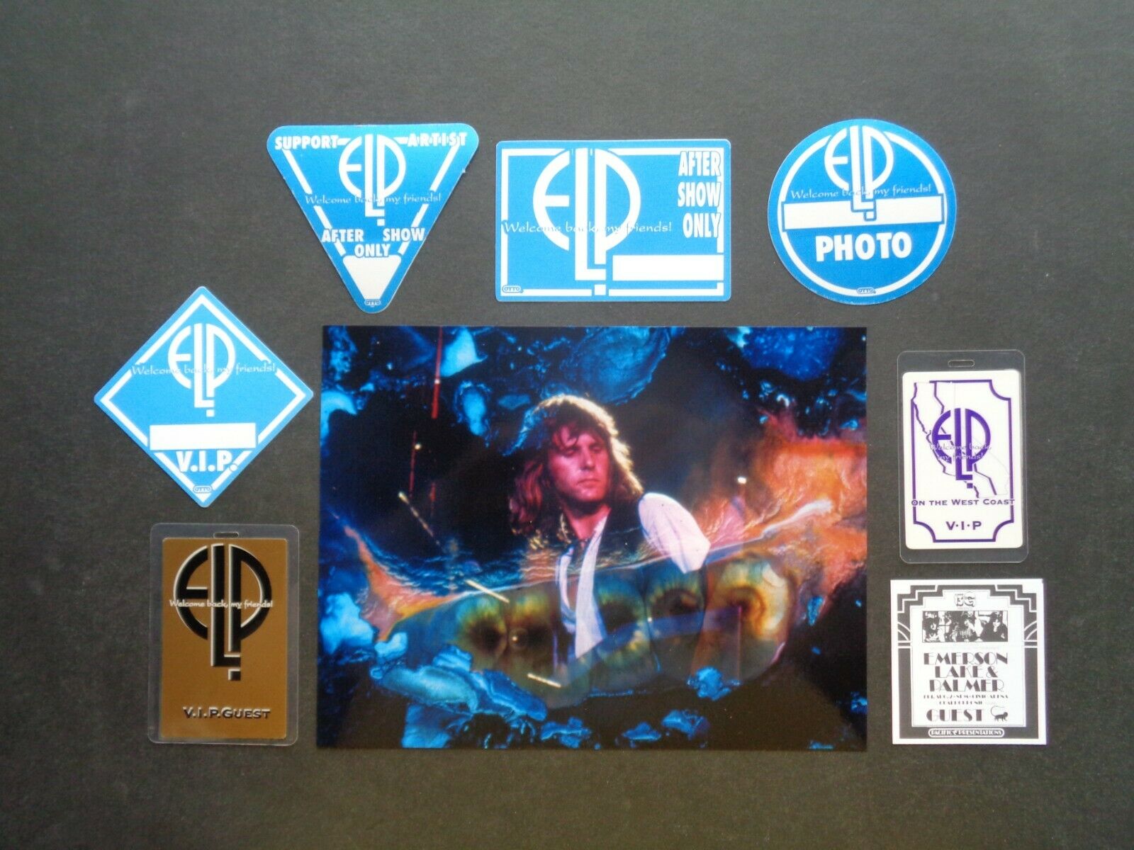 Emerson Lake & Palmer,color Promo Photo,7 Original Vintage Backstage Passes