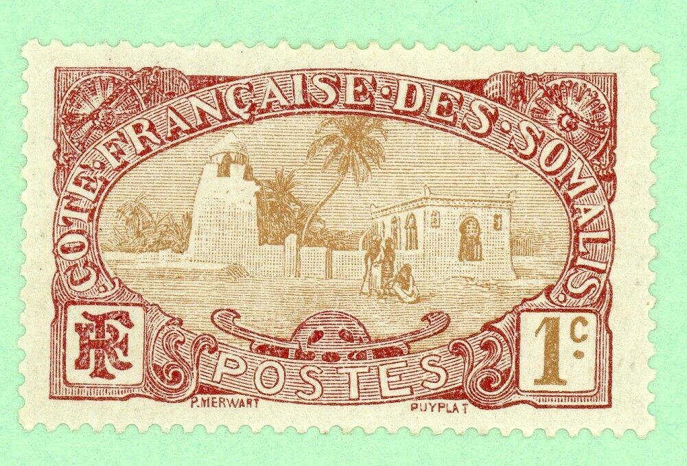 Somali Coast 1 Stamp, Sc 84, Tadjoura Mosque, 1909,  Mph