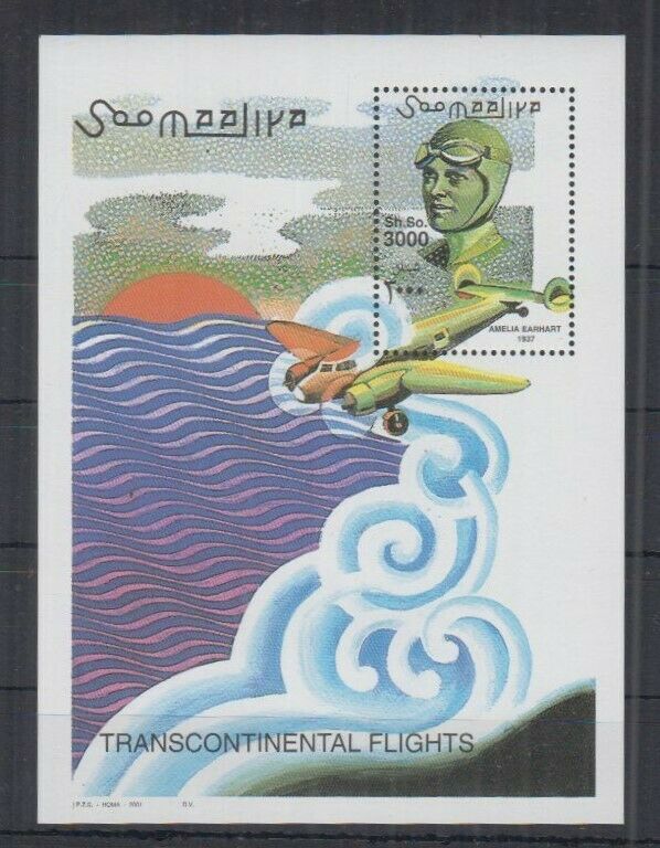 137. Somalia 2001 Stamp M/s Trans Continental Fights . Mnh