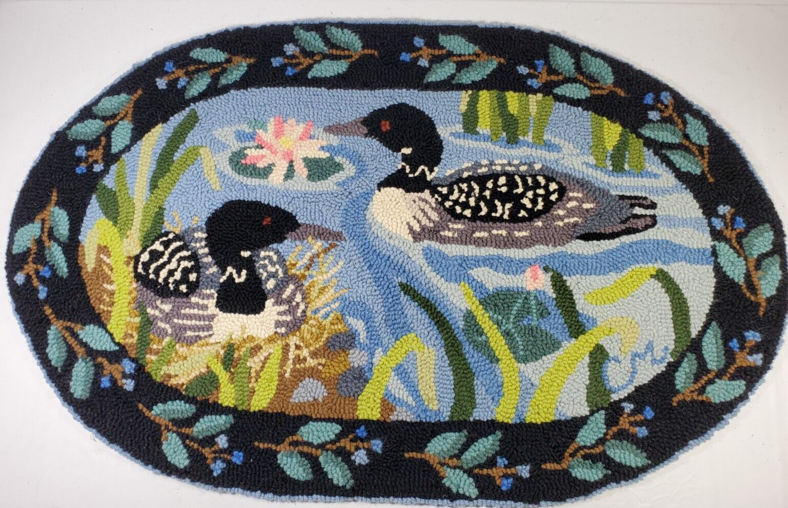 Claire Murray 100% Wool Ducks Hand Hooked Rug 35" X 21-1/2"