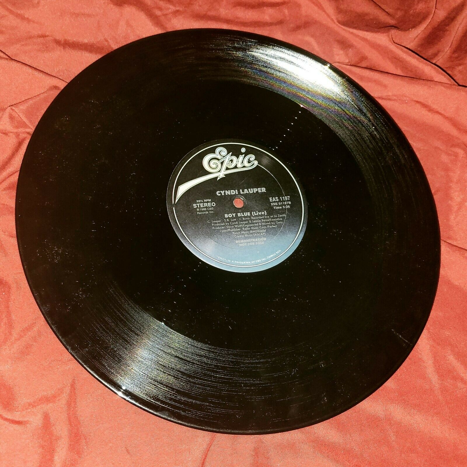 Cyndi Lauper *rare* Vinyl 12" Hole In My Heart B/w Boy Blue Live Promo